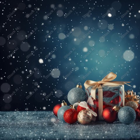 Background with Christmas decoration and gifts