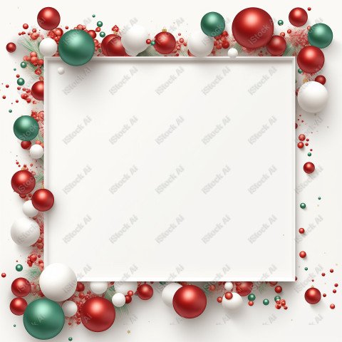 Christmas white paper template with ornaments