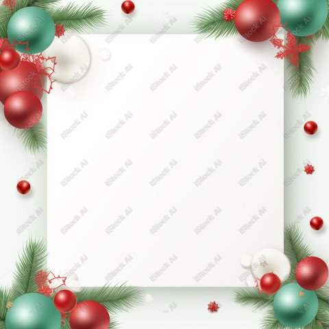 Christmas white paper template with ornaments