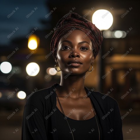 Cinematic, Portrait Photo, An African woman Street Light, Generated with AI  (8)