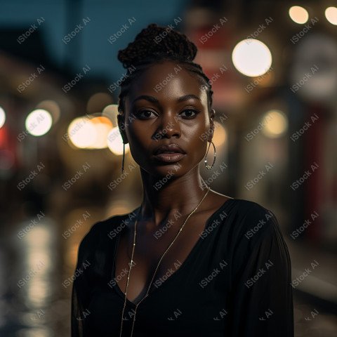 Cinematic, Portrait Photo, An African woman Street Light, Generated with AI  (3)