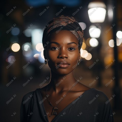 Cinematic, Portrait Photo, An African woman Street Light, Generated with AI  (6)