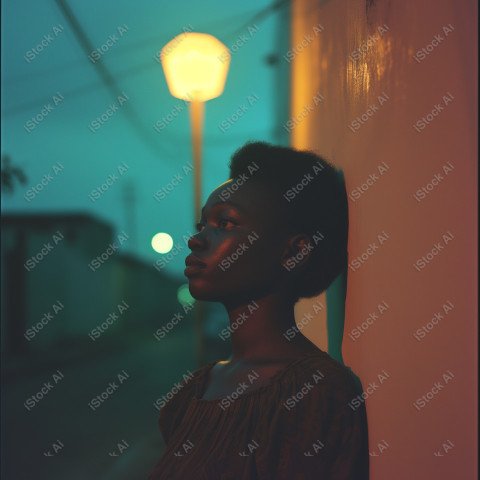 Cinematic, Portrait Photo, An African woman Street Light, Generated with AI  (9)