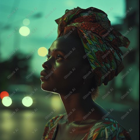 Cinematic, Portrait Photo, An African woman Street Light, Generated with AI  (30)