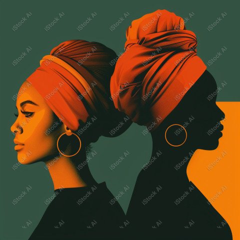 A orange and dark green duotone image of 3 women for women's history graphic celebrating women's history (57)